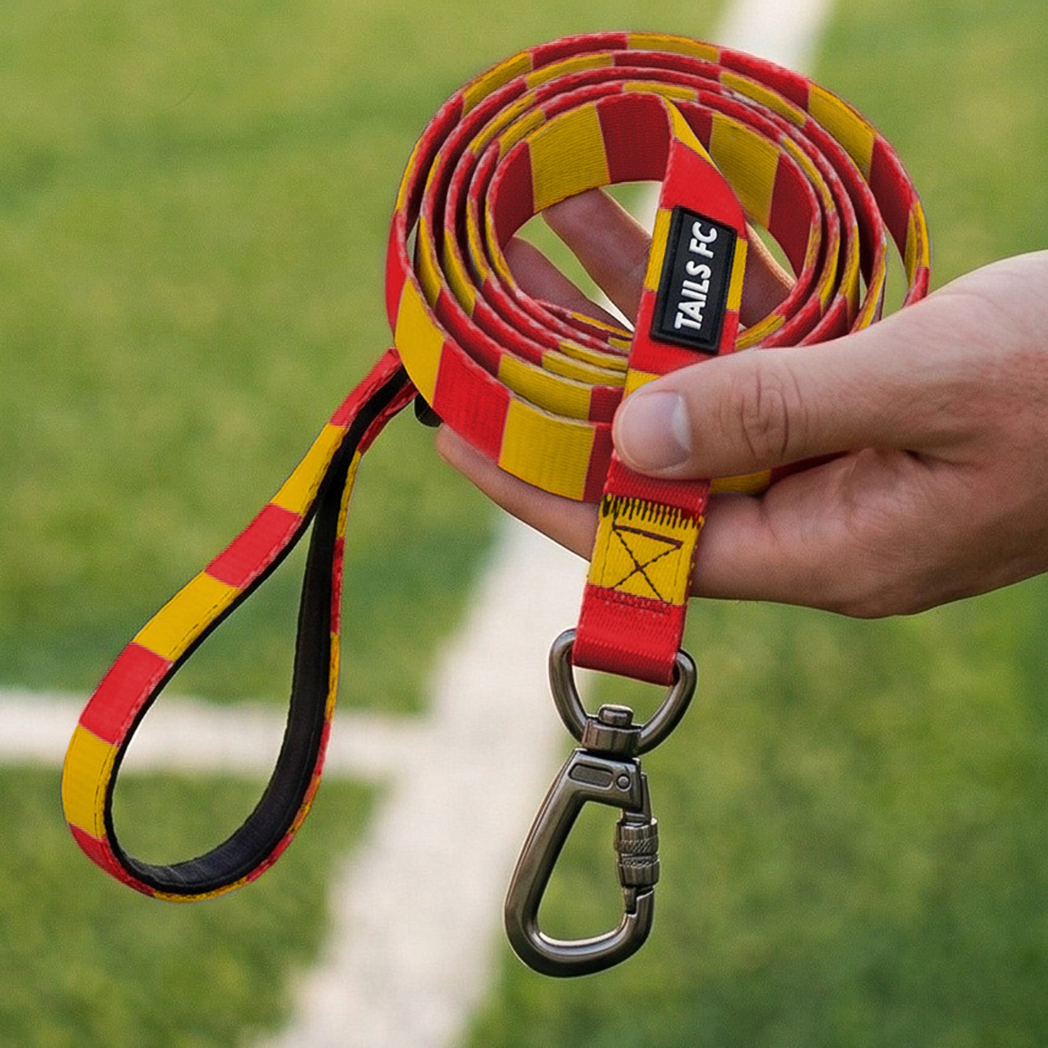 Red and Yellow Pet Lead - Red & Yellow Stripe Football Pet Lead