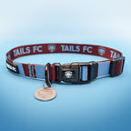 Claret and Blue Dog Collar - Claret & Blue Stripe Football Pet Collar