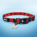 Red and Black Dog Collar - Red & Black Stripe Football Pet Collar