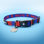 Red and Blue Dog Collar - Red & Blue Stripe Football Pet Collar