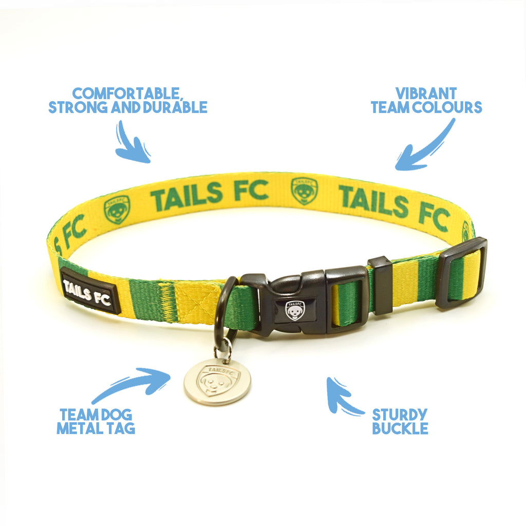 Yellow and Green Dog Collar - Yellow & Green Stripe Football Pet Collar