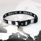 Juventus Black and white stripe dog collar with 'TAILS FC' logo