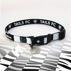 Swansea Black and white stripe dog collar with 'TAILS FC' logo