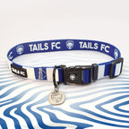 Chelsea blue and white striped dog collar.