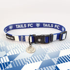 Preston North End Blue and white stripe dog collar with 'TAILS FC' logo