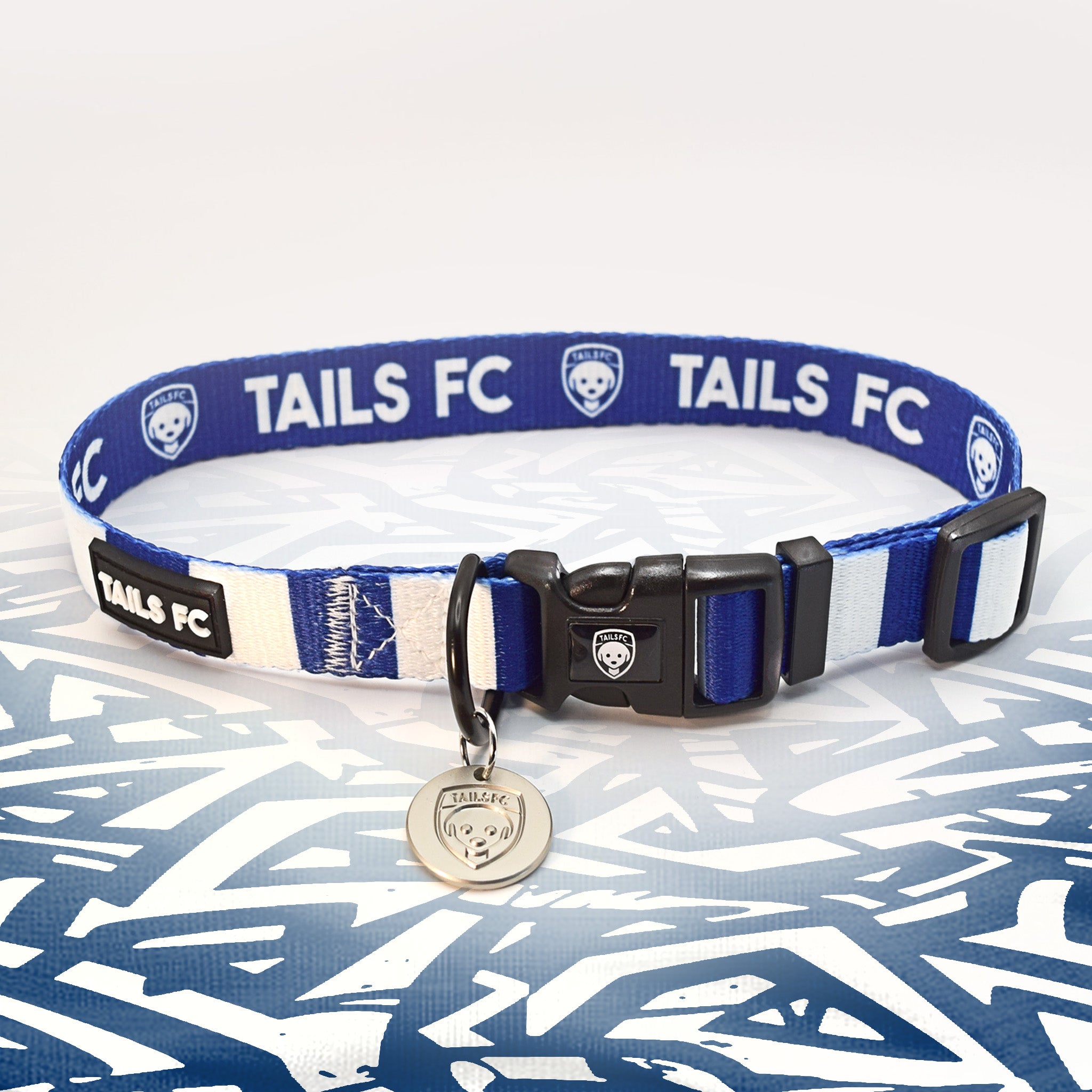 Tottenham blue and white striped dog collar.