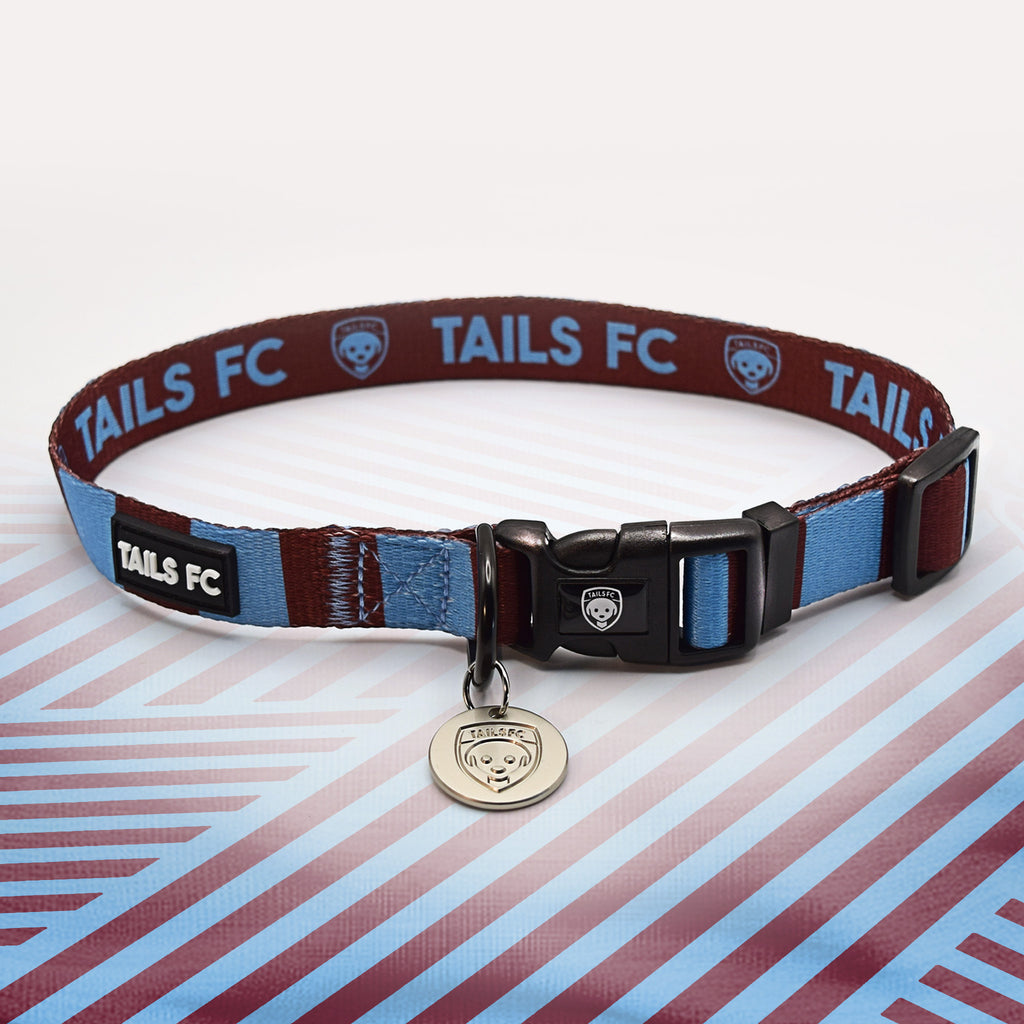 West Ham claret and blue striped dog collar.