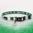 Northern Ireland Green and white stripe dog collar with 'TAILS FC' logo