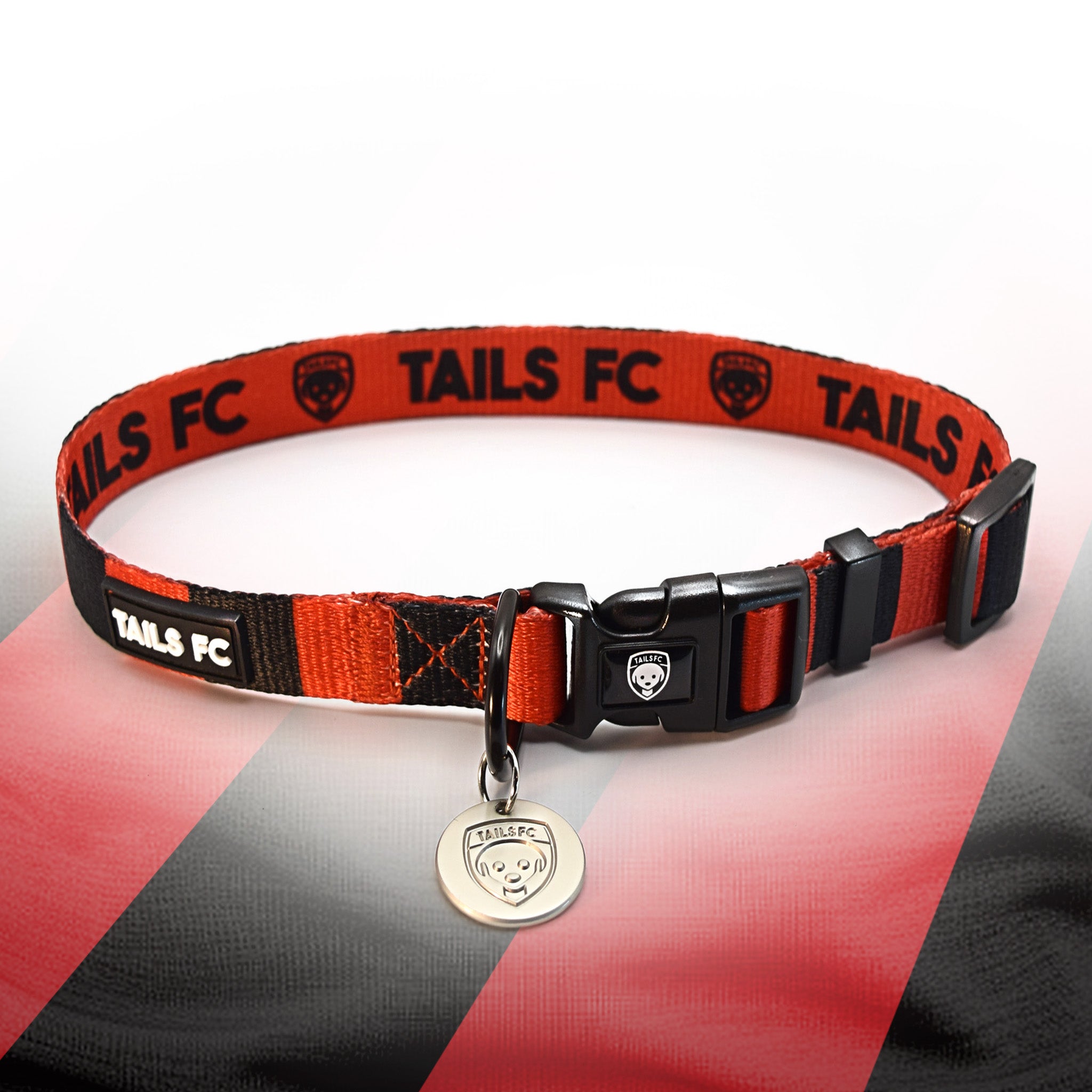 Manchester United Dog Collar - Red & Black Stripe Football Pet Collar