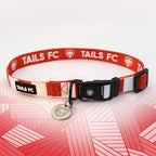Bristol City Red and white stripe dog collar with 'TAILS FC' logo