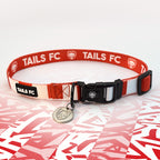 Middlesbrough Red and white stripe dog collar with 'TAILS FC' logo