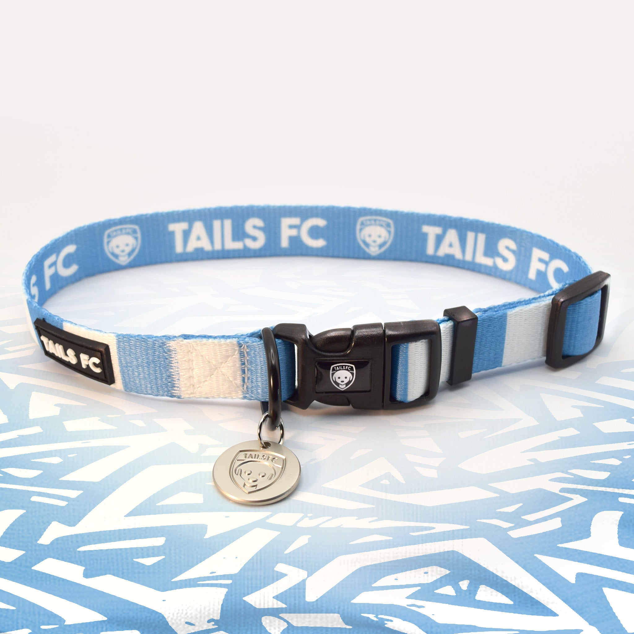 Manchester City sky blue and white striped dog collar.