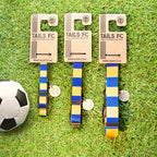 Yellow and Blue Dog Collar - Yellow & Blue Stripe Football Pet Collar
