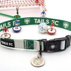 Green and White Dog Collar - Green & White Stripe Football Pet Collar