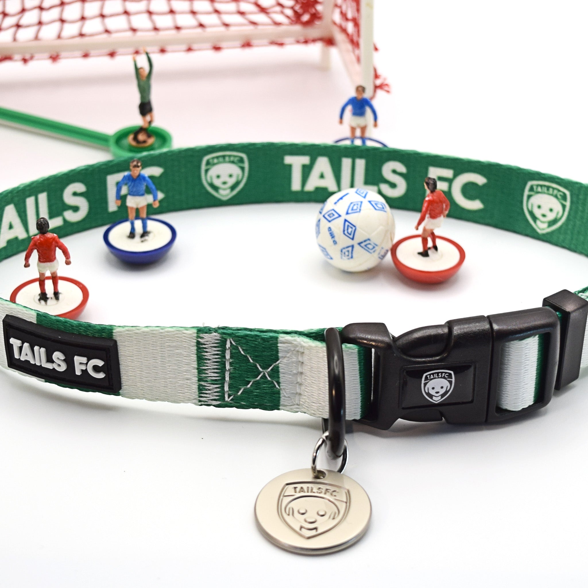 Green and White Dog Collar - Green & White Stripe Football Pet Collar