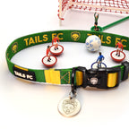 Yellow and Green Dog Collar - Yellow & Green Stripe Football Pet Collar