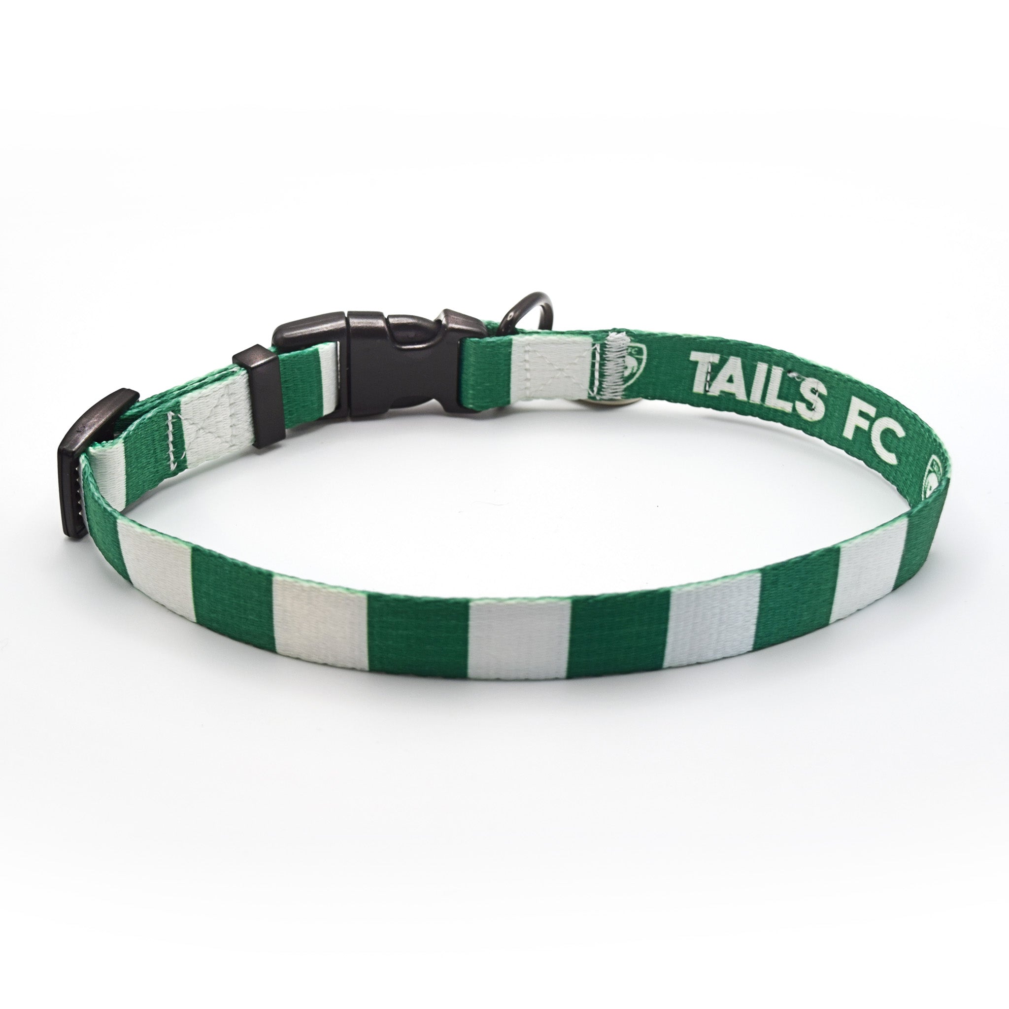 Green and White Dog Collar - Green & White Stripe Football Pet Collar