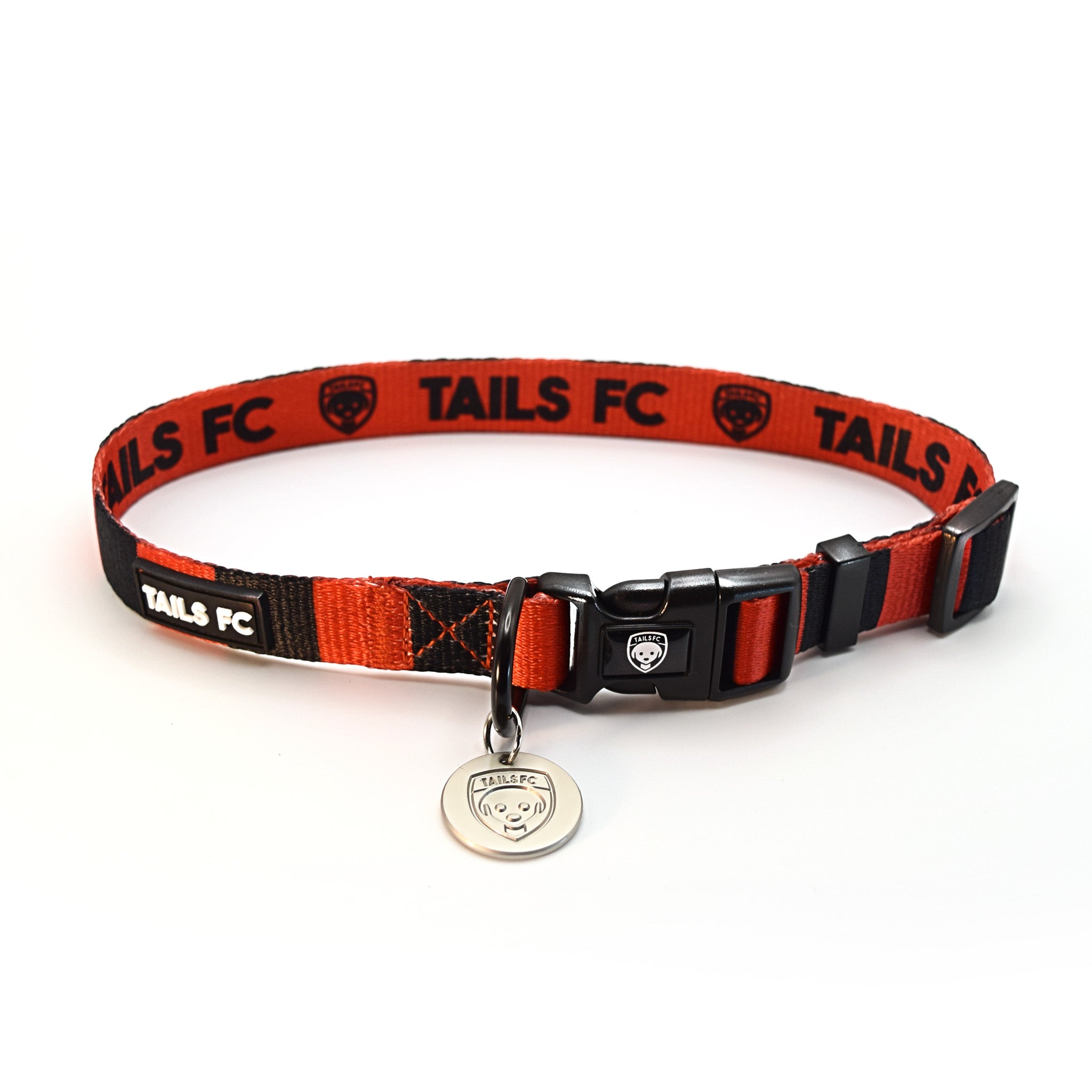 Red and Black Dog Collar - Red & Black Stripe Football Pet Collar