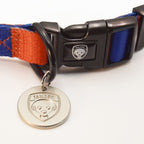 Red and Blue Dog Collar - Red & Blue Stripe Football Pet Collar