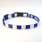 Blue and White Dog Collar - Blue & White Stripe Football Pet Collar