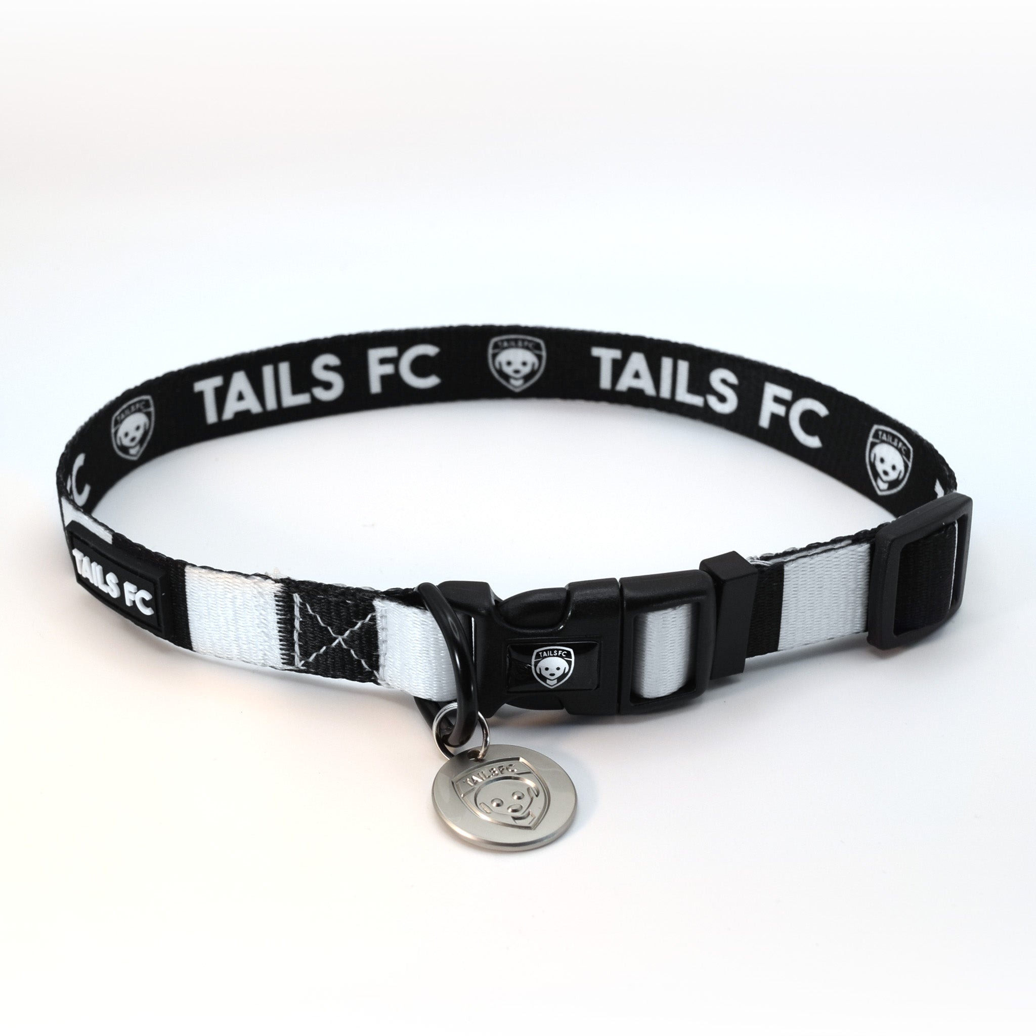 Black and White Dog Collar - Black & White Stripe Football Pet Collar