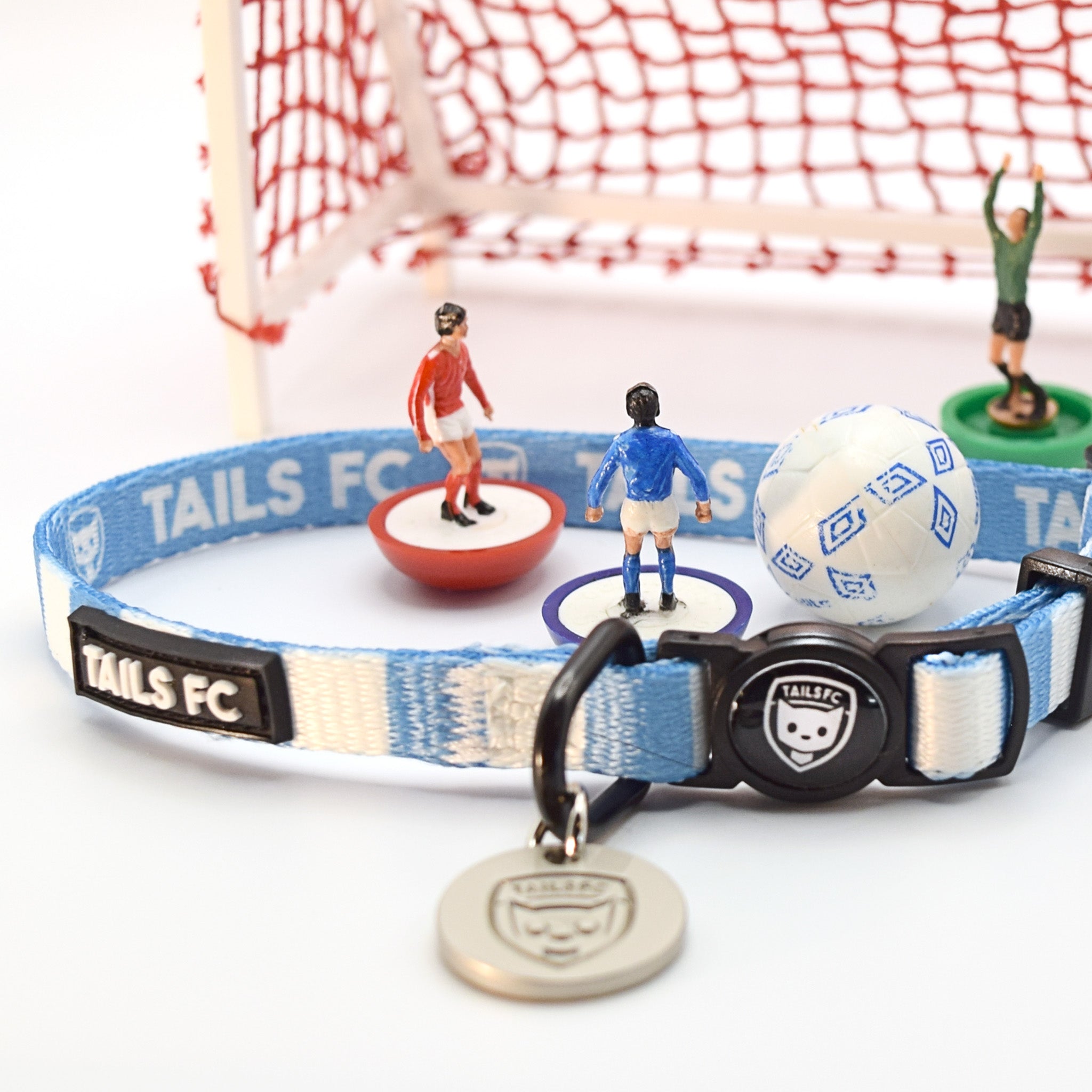 Sky Blue and White Cat Collar - Sky Blue & White Stripe Football Pet Collar