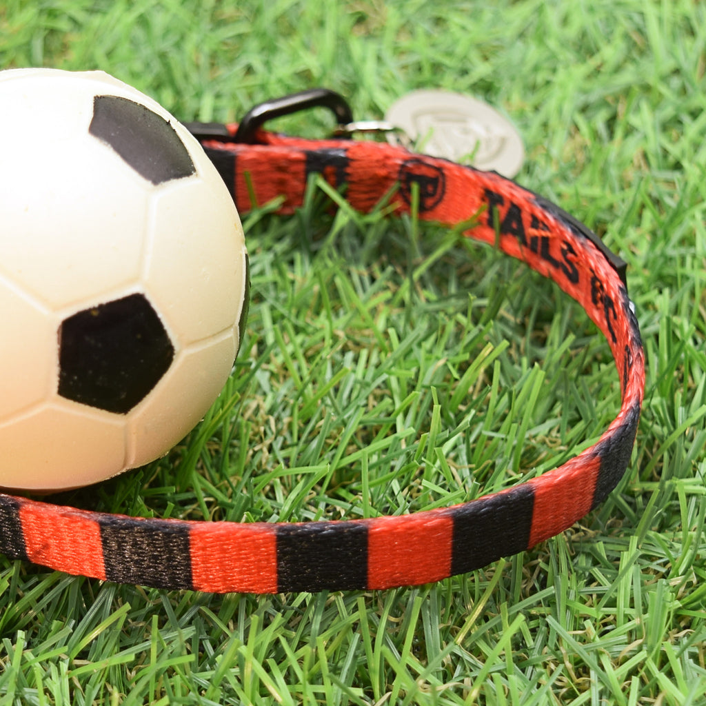Red and Black Cat Collar - Red & Black Stripe Football Pet Collar