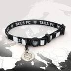 Juventus Black and white stripe cat collar with 'TAILS FC' logo