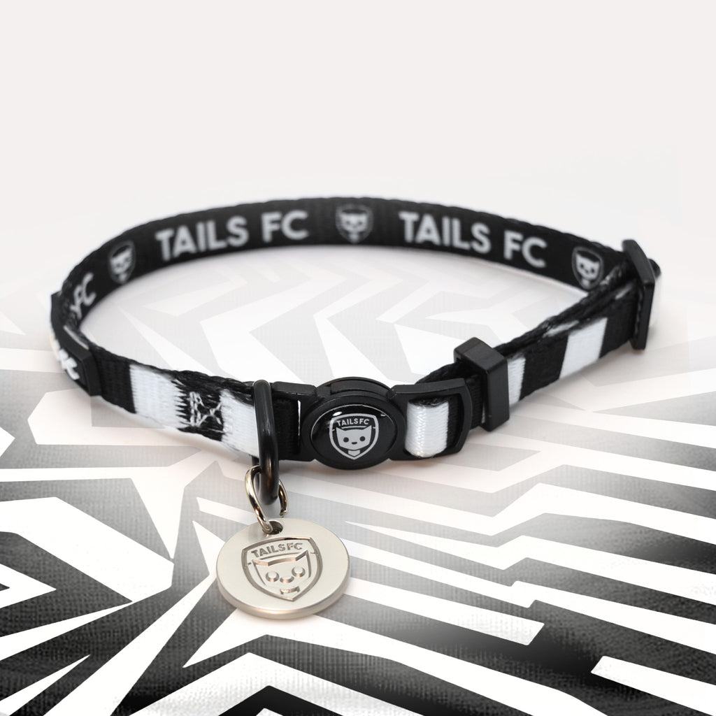 Newcastle black and white striped cat collar.