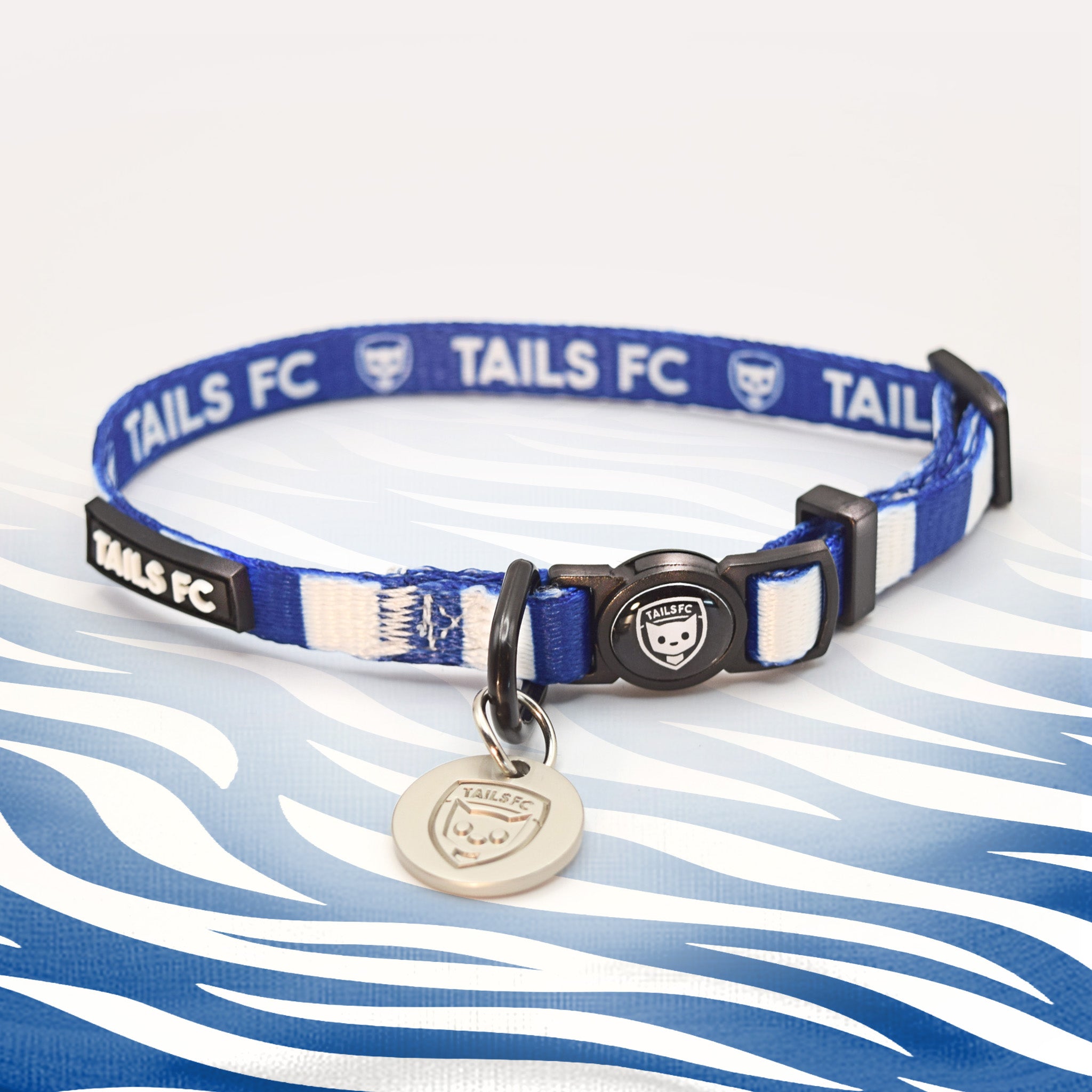 Everton blue and white striped cat collar.