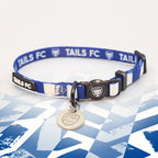 Preston North End Blue and white stripe cat collar with 'TAILS FC' logo