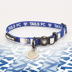 Rangers Blue and white stripe cat collar with 'TAILS FC' logo