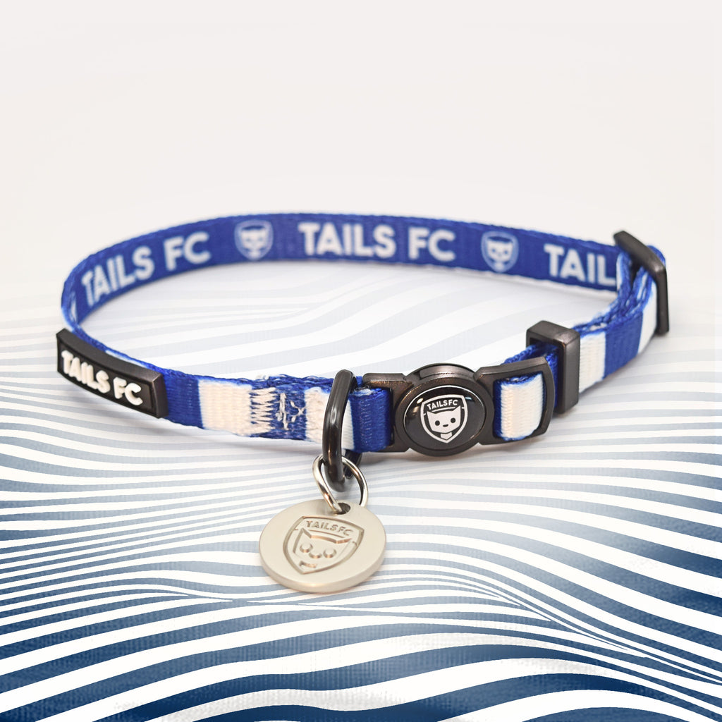 Tottenham blue and white striped cat collar.