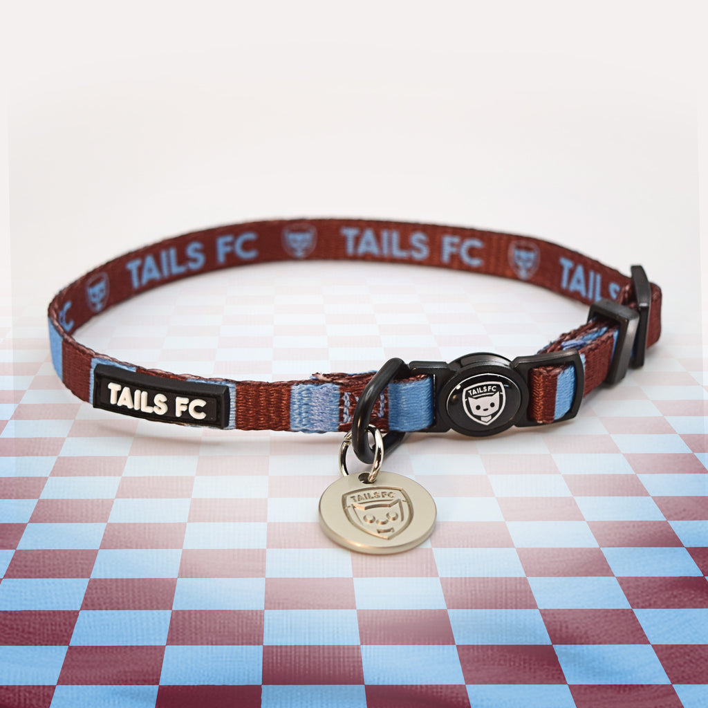 West Ham claret and blue striped cat collar.