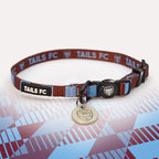 West Ham Claret and blue stripe cat collar with 'TAILS FC' logo