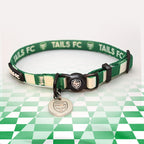 Hibernian Green and white stripe cat collar with 'TAILS FC' logo