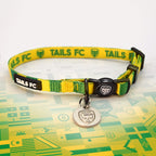 Brazil Yellow and green stripe cat collar with 'TAILS FC' logo