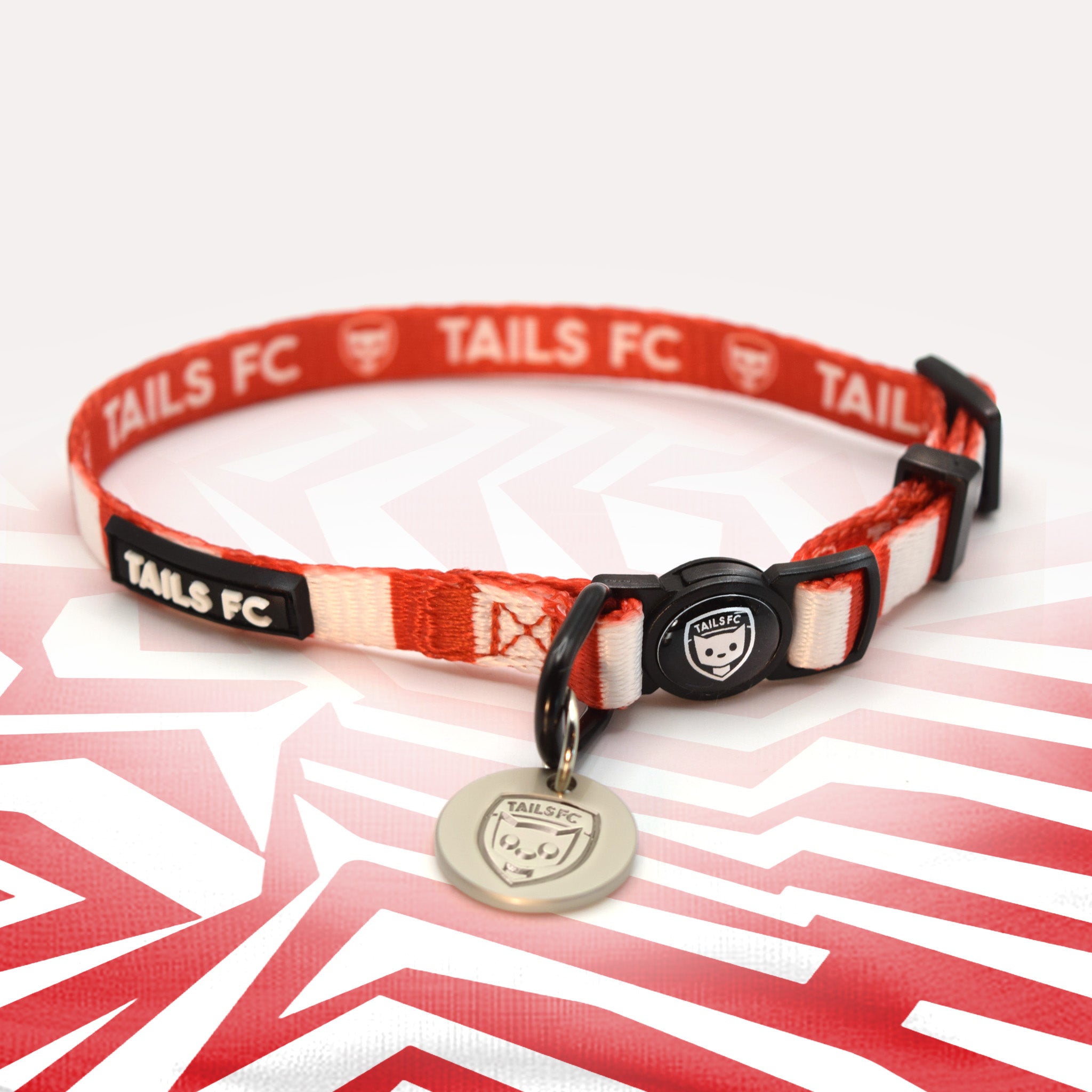 Liverpool red and white striped cat collar.