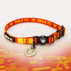 Spain Red and yellow stripe cat collar with 'TAILS FC' logo