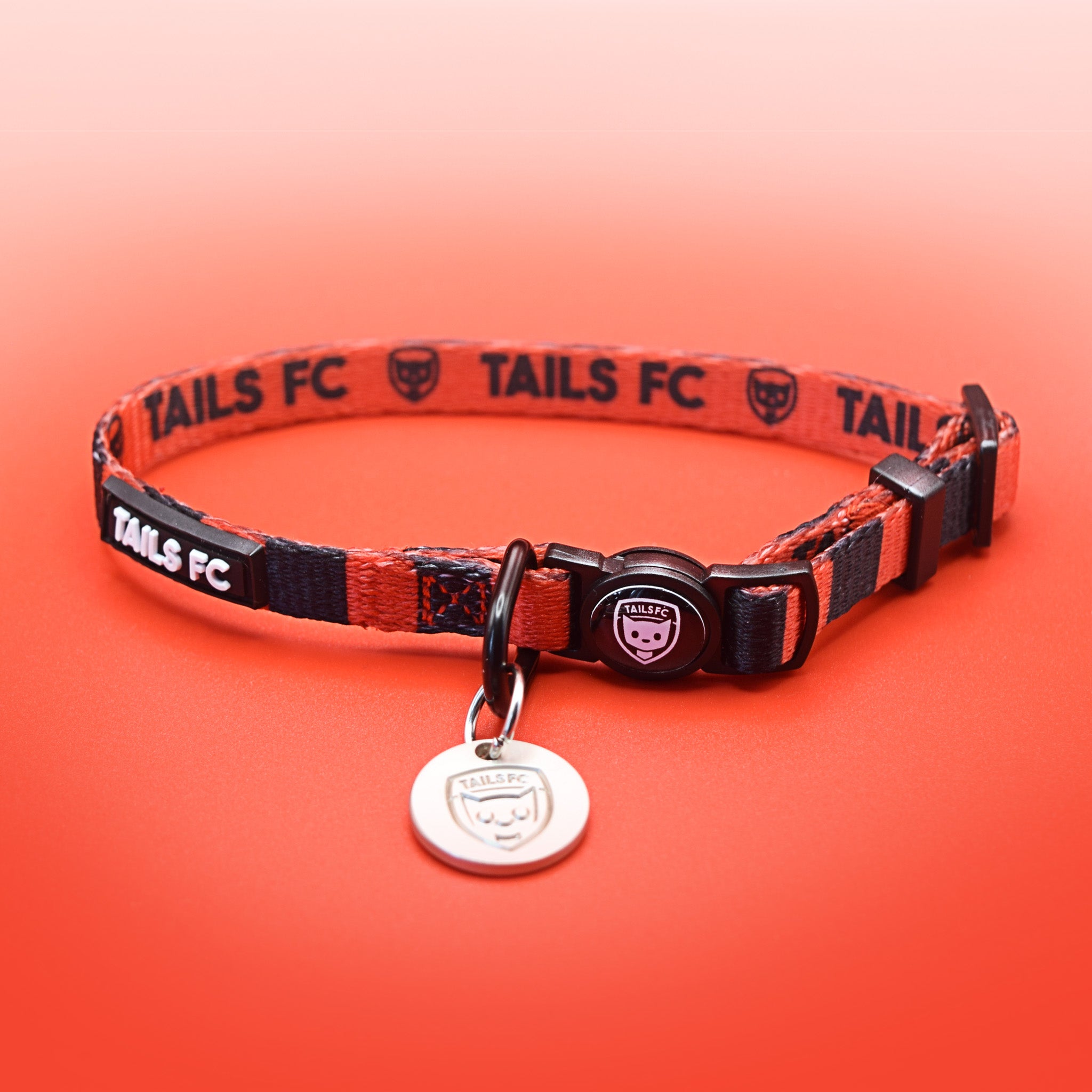Red and Black Cat Collar - Red & Black Stripe Football Pet Collar