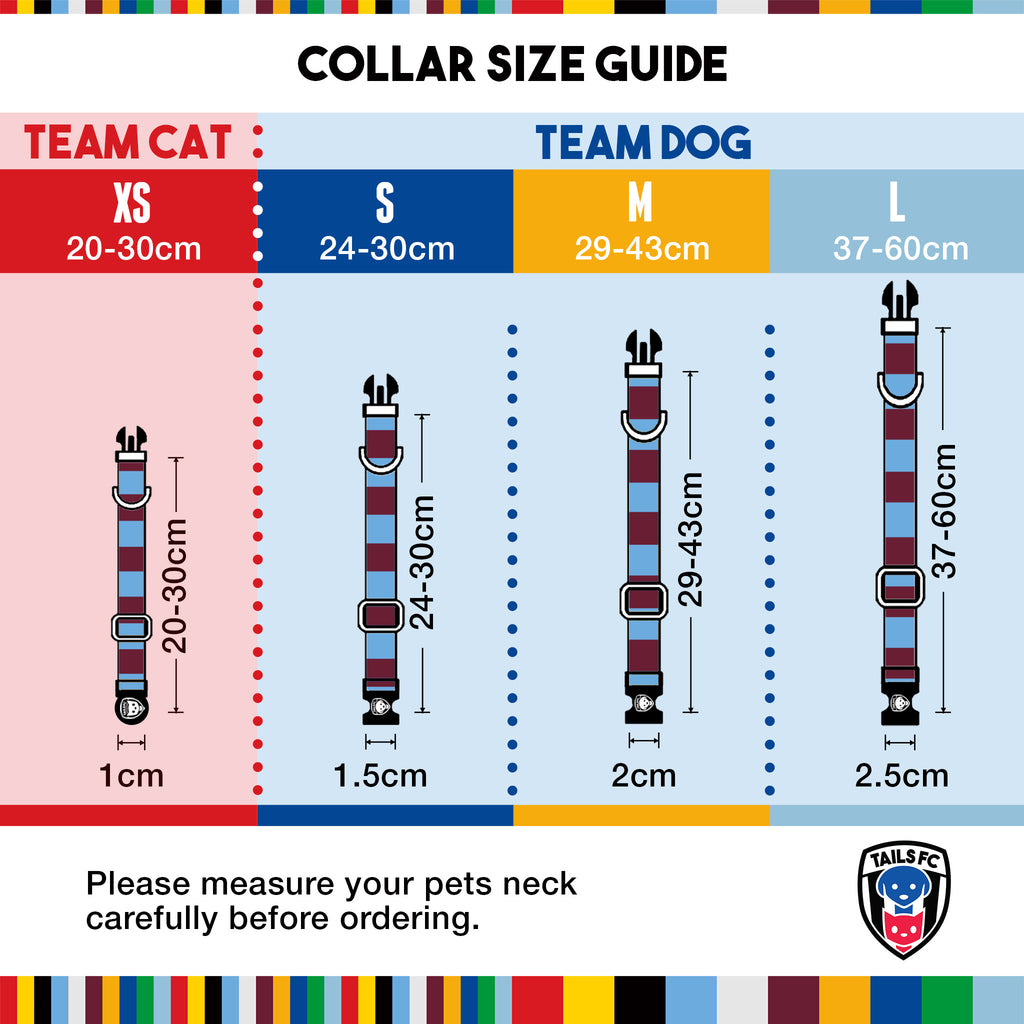 Claret and Blue Cat Collar - Claret & Blue Stripe Football Pet Collar