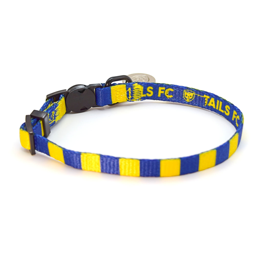 Yellow and Blue Cat Collar - Yellow & Blue Stripe Football Pet Collar