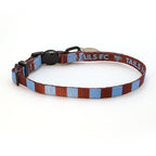 Claret and Blue Cat Collar - Claret & Blue Stripe Football Pet Collar
