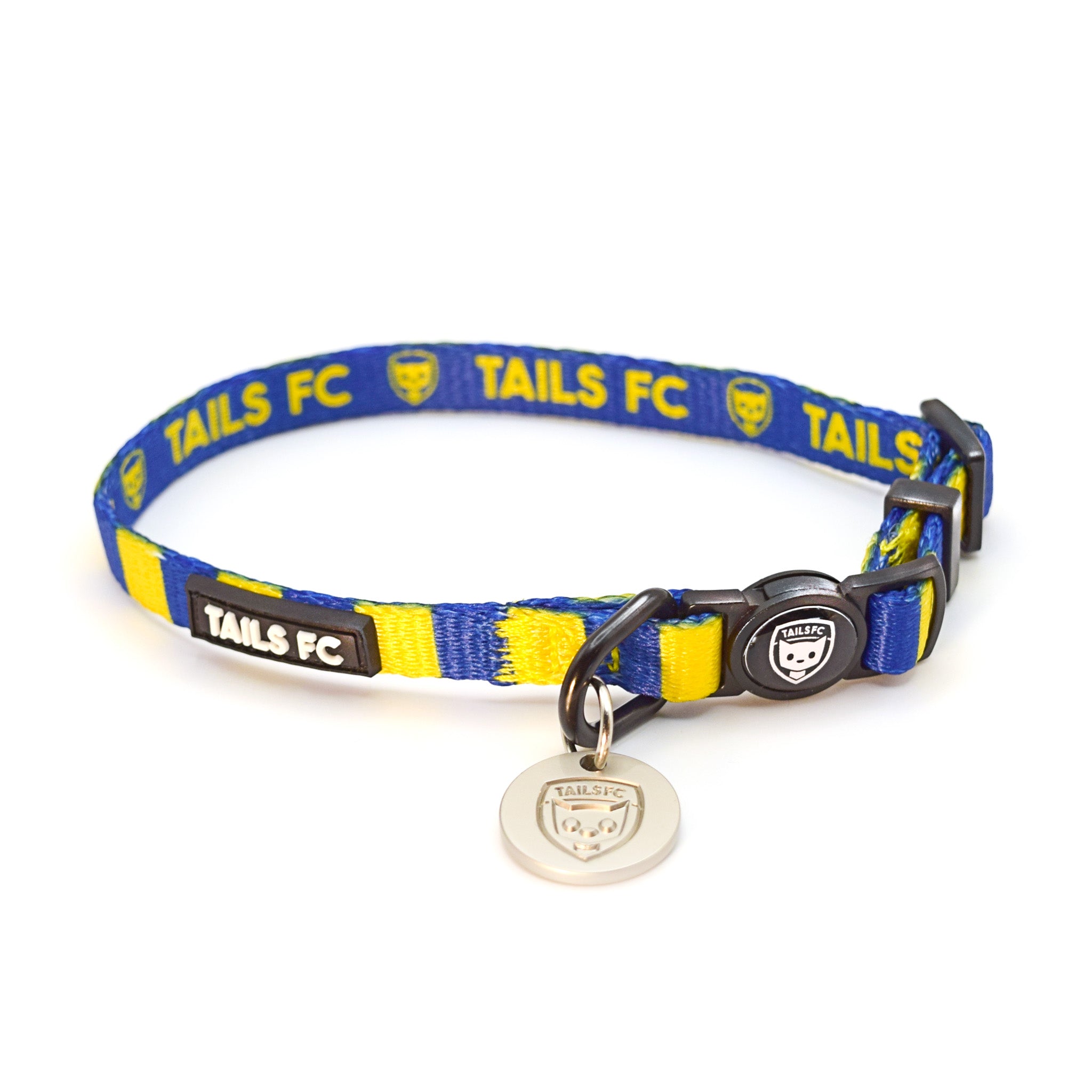 Yellow and Blue Cat Collar - Yellow & Blue Stripe Football Pet Collar