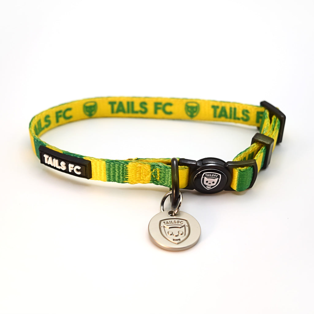 Yellow and Green Cat Collar - Yellow & Green Stripe Football Pet Collar