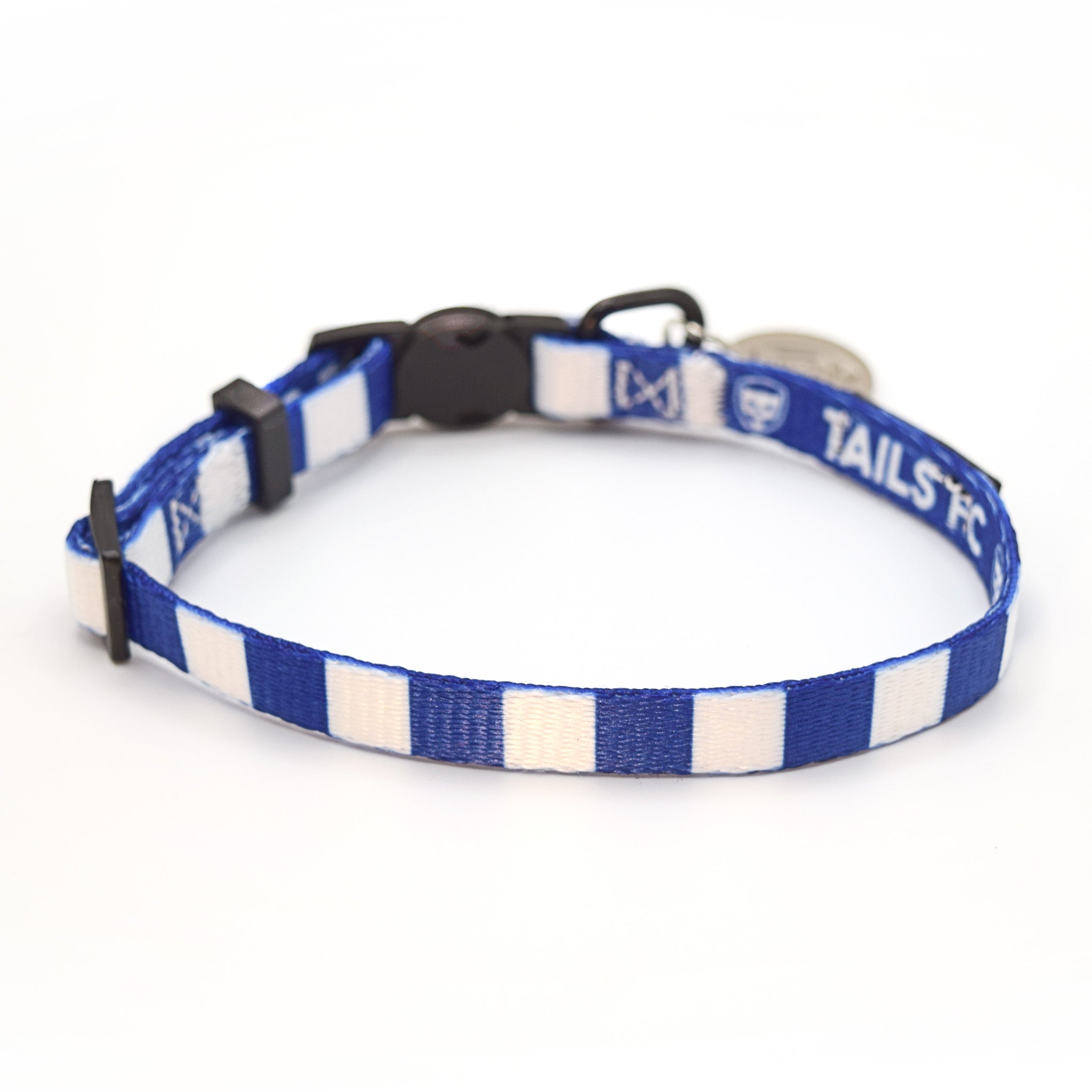 Blue and White Cat Collar - Blue & White Stripe Football Pet Collar
