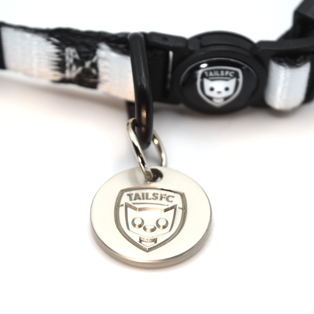 Black and White Cat Collar - Black & White Stripe Football Pet Collar
