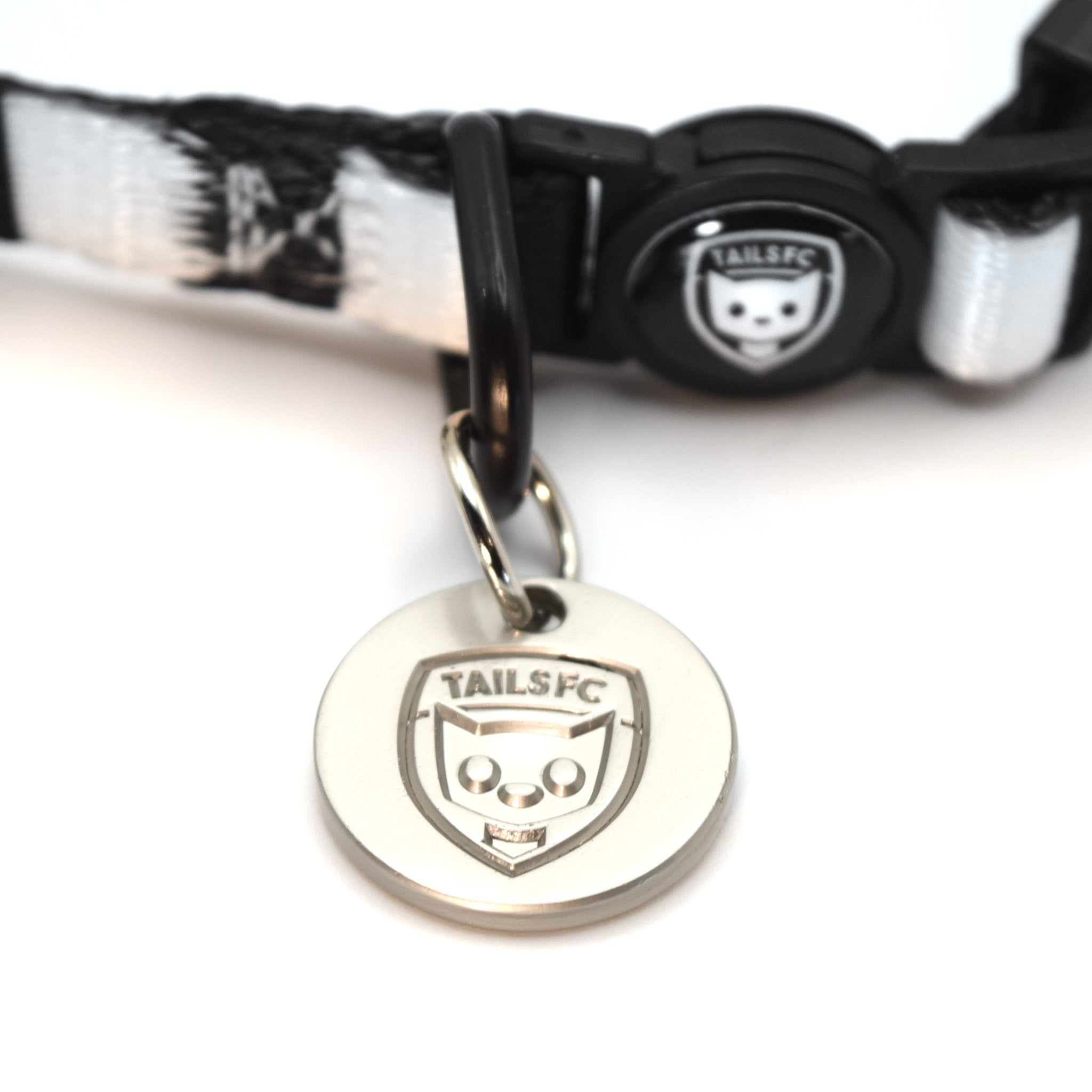 Black and White Cat Collar - Black & White Stripe Football Pet Collar