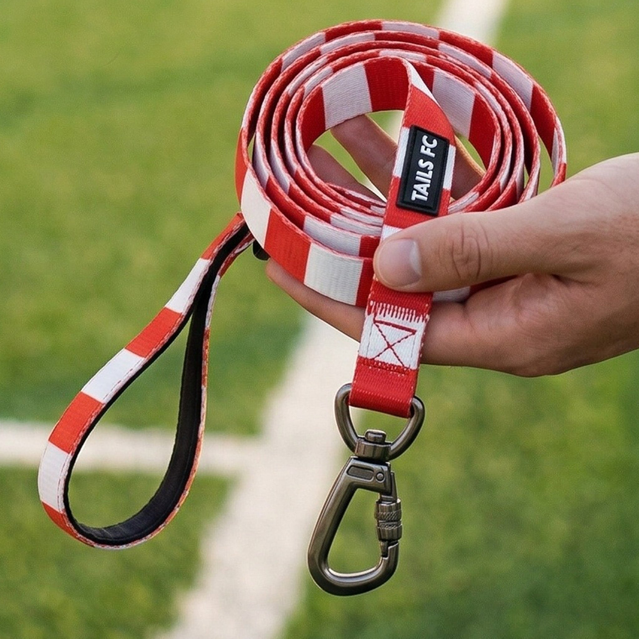 Aberdeen Pet Lead - Red & White Stripe Football Pet Lead