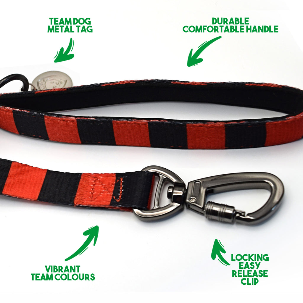 Red and Black Pet Lead - Red & Black Stripe Football Pet Lead